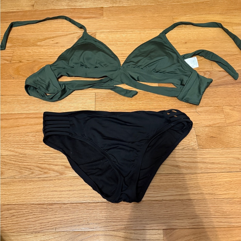 Green and Black Kids Bikini Set